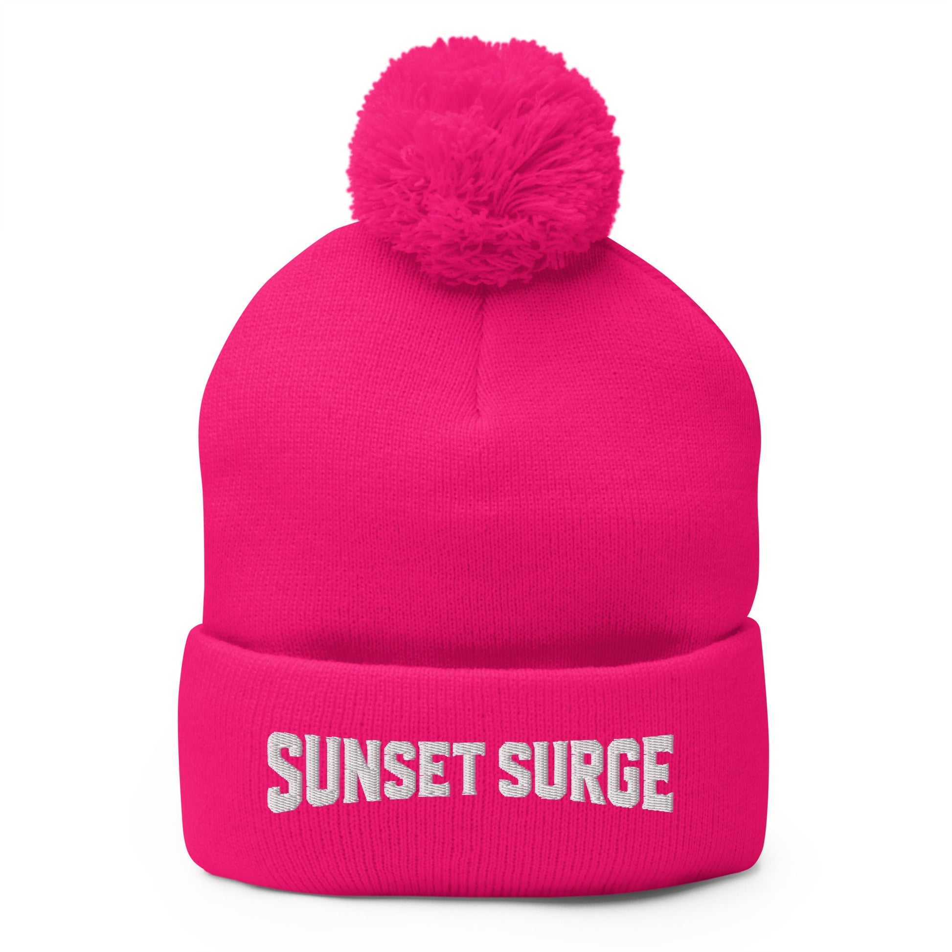 Pom-Pom Beanie | Sunset Surge All-Star Cheerleading | Crest Logo