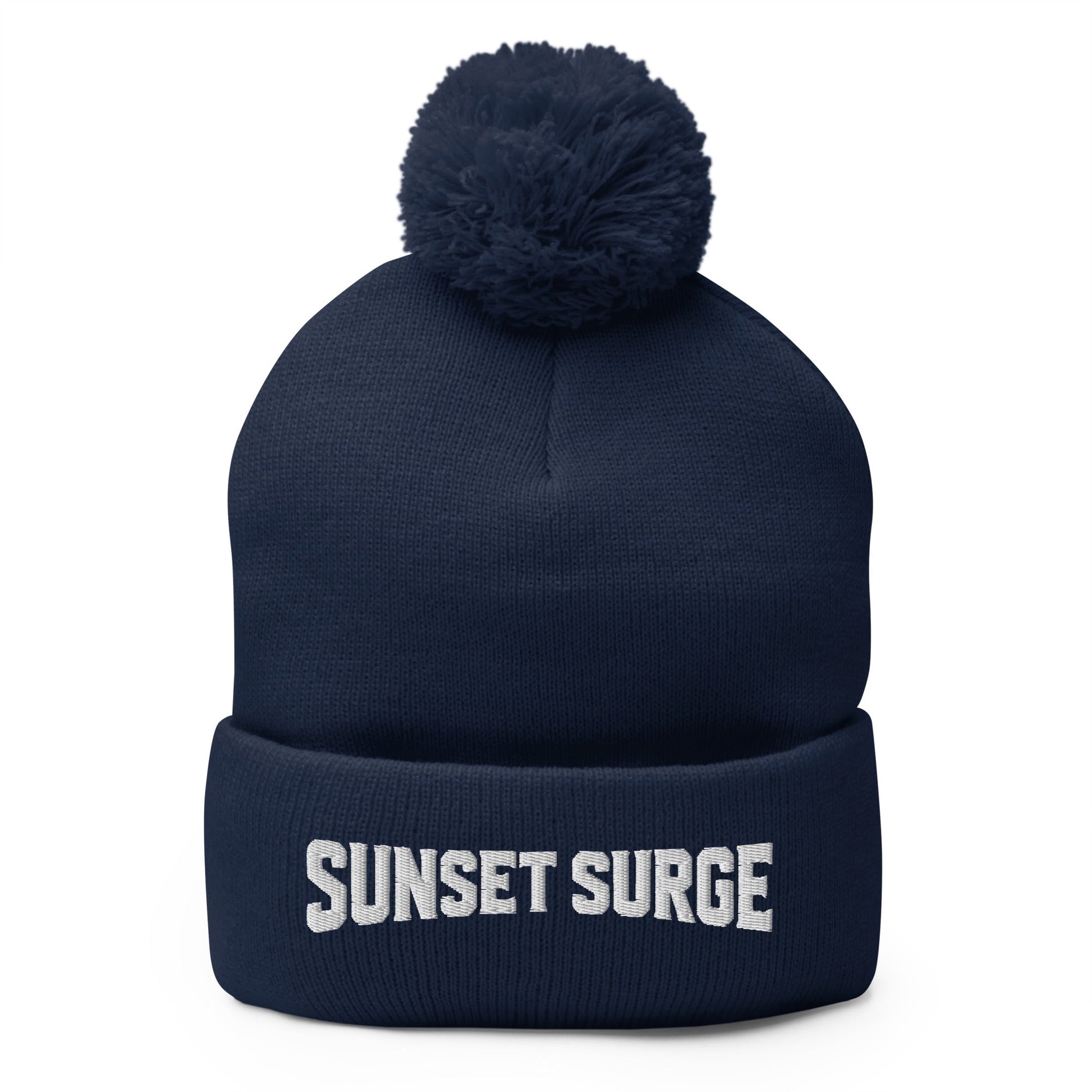 Pom-Pom Beanie | Sunset Surge All-Star Cheerleading | Crest Logo