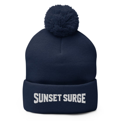 Pom-Pom Beanie | Sunset Surge All-Star Cheerleading | Crest Logo
