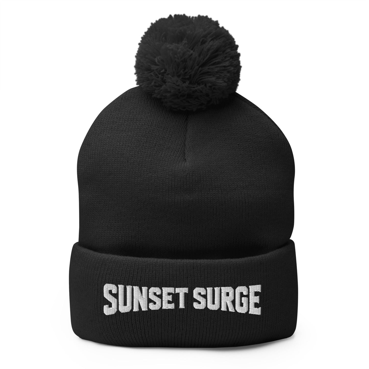 Pom-Pom Beanie | Sunset Surge All-Star Cheerleading | Crest Logo