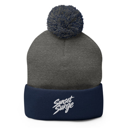 Pom-Pom Beanie | Sunset Surge All-Star Cheerleading | Neon Palm Cheer Logo