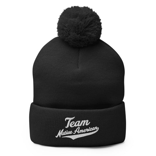 Pom - Pom Beanie | Team Native American | Modern Script Logo