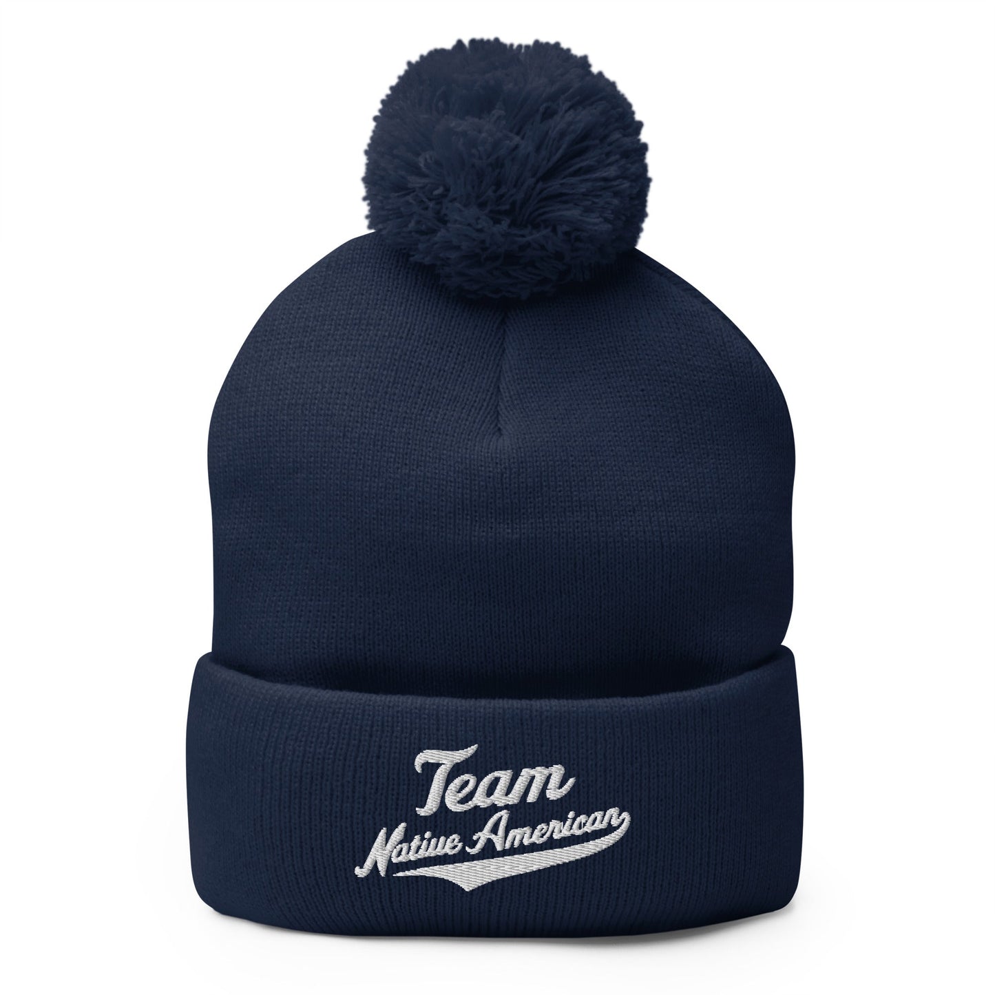 Pom - Pom Beanie | Team Native American | Modern Script Logo