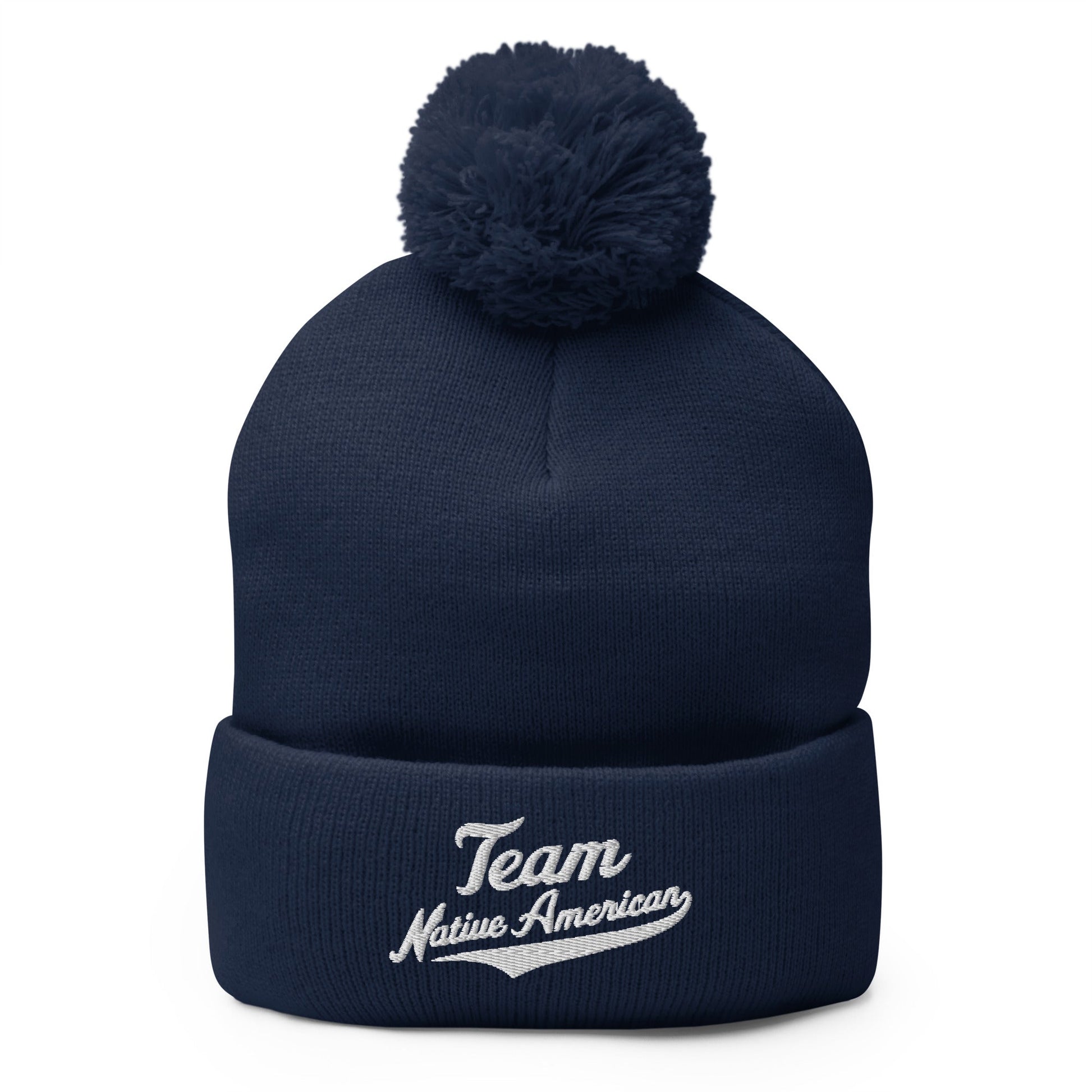 Pom - Pom Beanie | Team Native American | Modern Script Logo