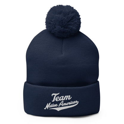 Pom - Pom Beanie | Team Native American | Modern Script Logo