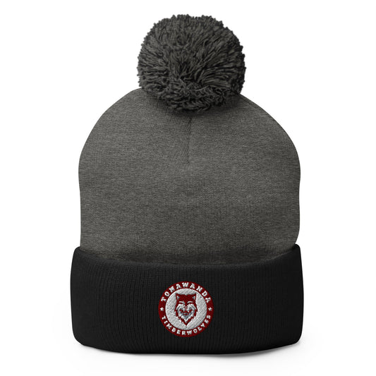 Pom - Pom Beanie | Tonawanda High School Track and Field | Mascot Badge Logo