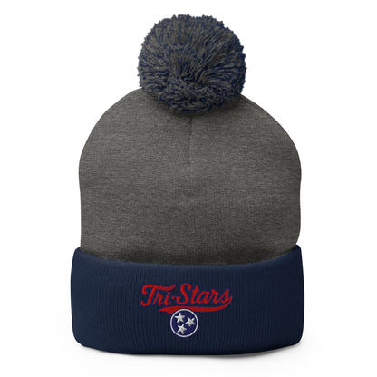 Pom - Pom Beanie | Tri - Stars | 3 Stars Logo