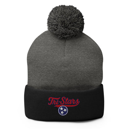 Pom - Pom Beanie | Tri - Stars | 3 Stars Logo