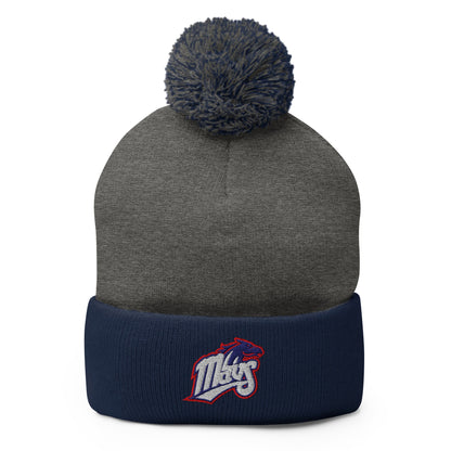 Pom - Pom Beanie | Upper Makefield Youth Baseball & Softball League | Mavs Logo