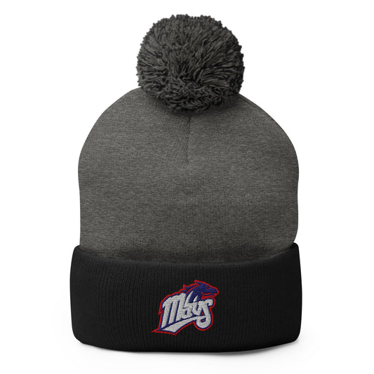 Pom - Pom Beanie | Upper Makefield Youth Baseball & Softball League | Mavs Logo
