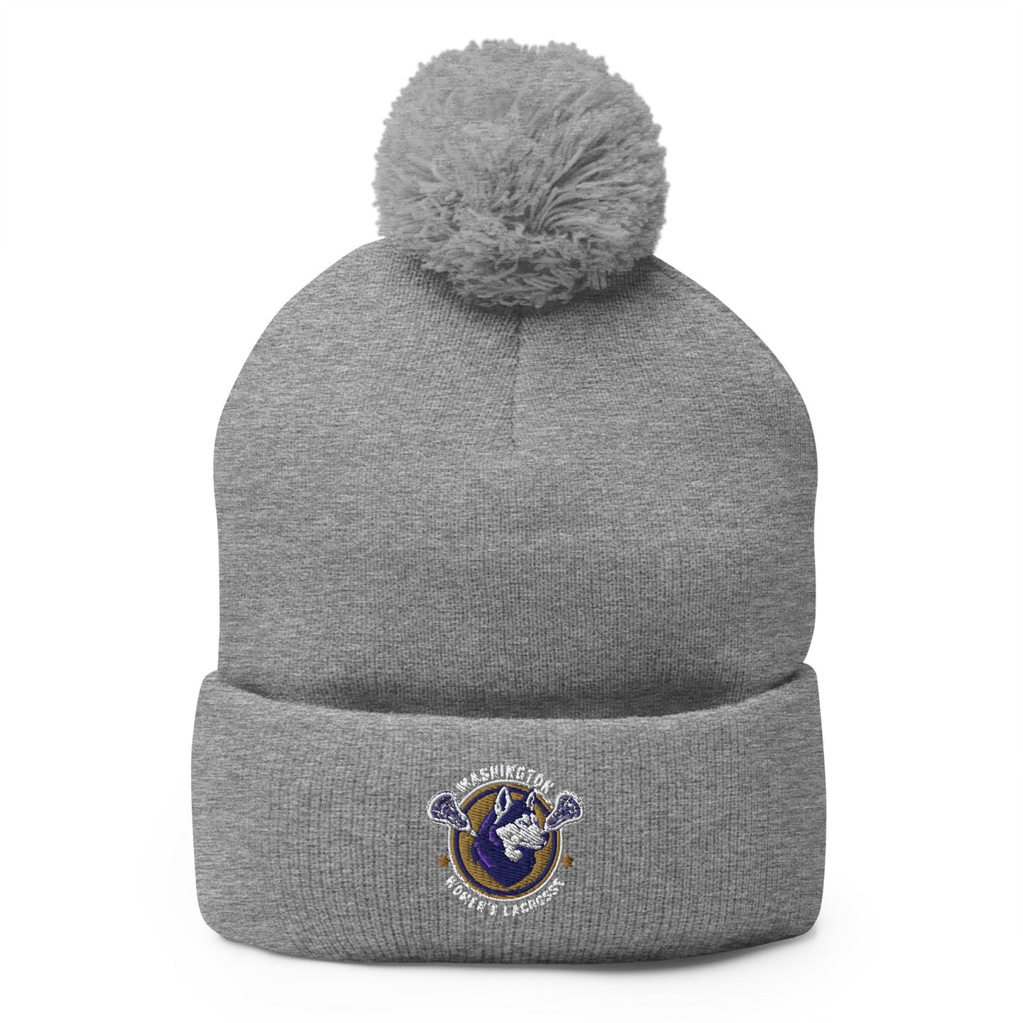 Pom - Pom Beanie | UW Women's Club Lacrosse | Badge Logo