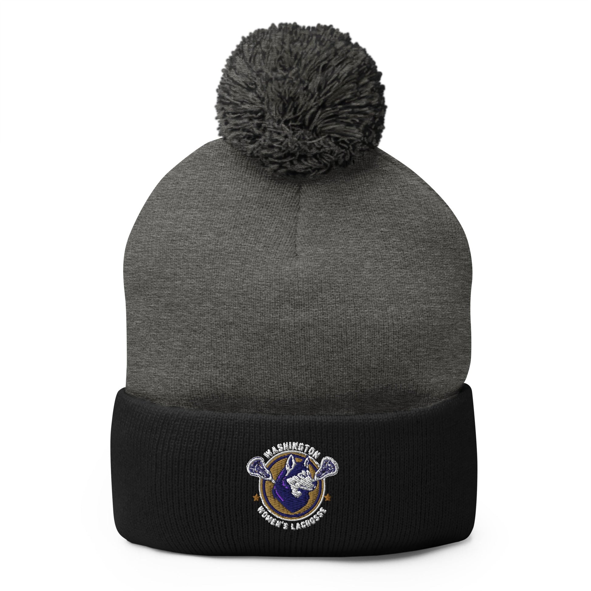 Pom - Pom Beanie | UW Women's Club Lacrosse | Badge Logo