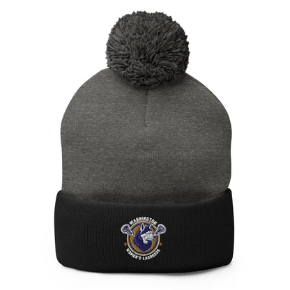 Pom - Pom Beanie | UW Women's Club Lacrosse | Badge Logo