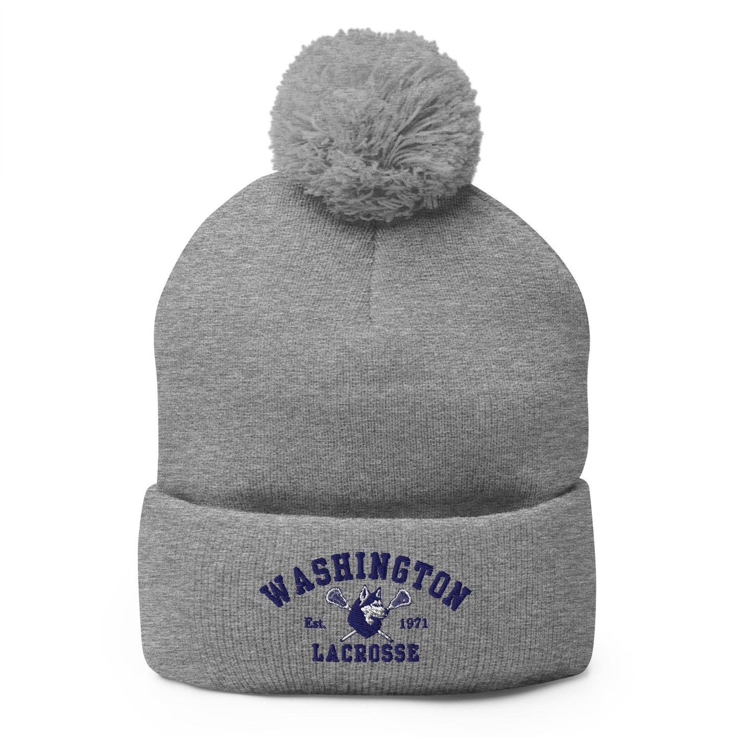 Pom - Pom Beanie | UW Women's Club Lacrosse | Washington Lacrosse Logo