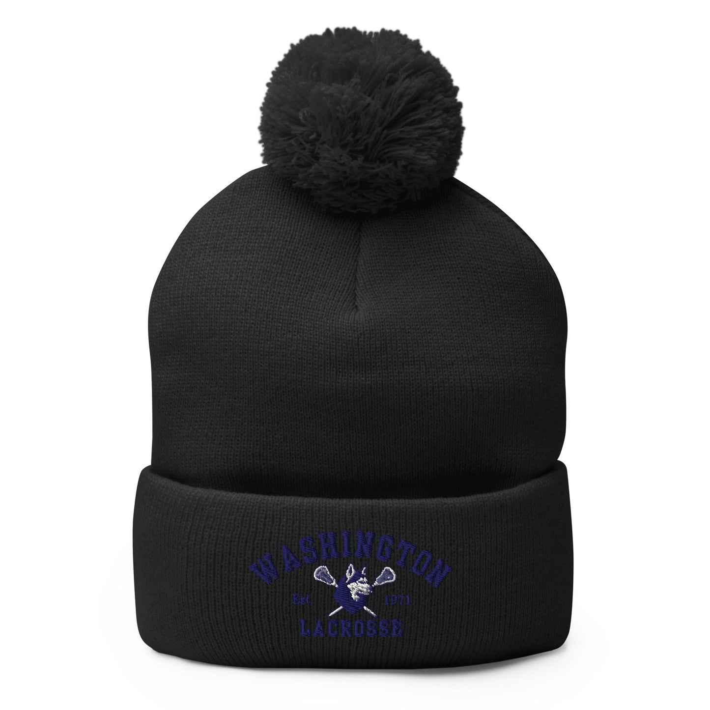 Pom - Pom Beanie | UW Women's Club Lacrosse | Washington Lacrosse Logo