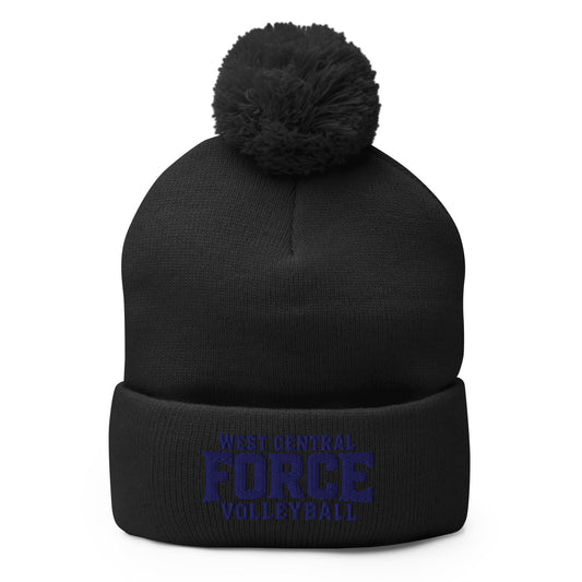 Pom - Pom Beanie | West Central Force Volleyball | Blue Logo