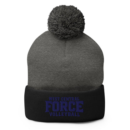 Pom - Pom Beanie | West Central Force Volleyball | Blue Logo