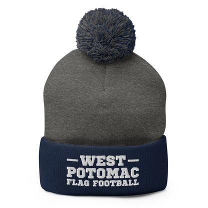 Pom-Pom Beanie | West Potomac Flag Football | Script Logo