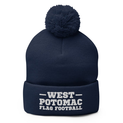 Pom-Pom Beanie | West Potomac Flag Football | Script Logo