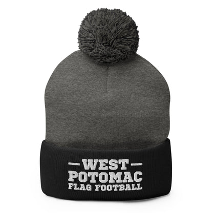 Pom-Pom Beanie | West Potomac Flag Football | Script Logo