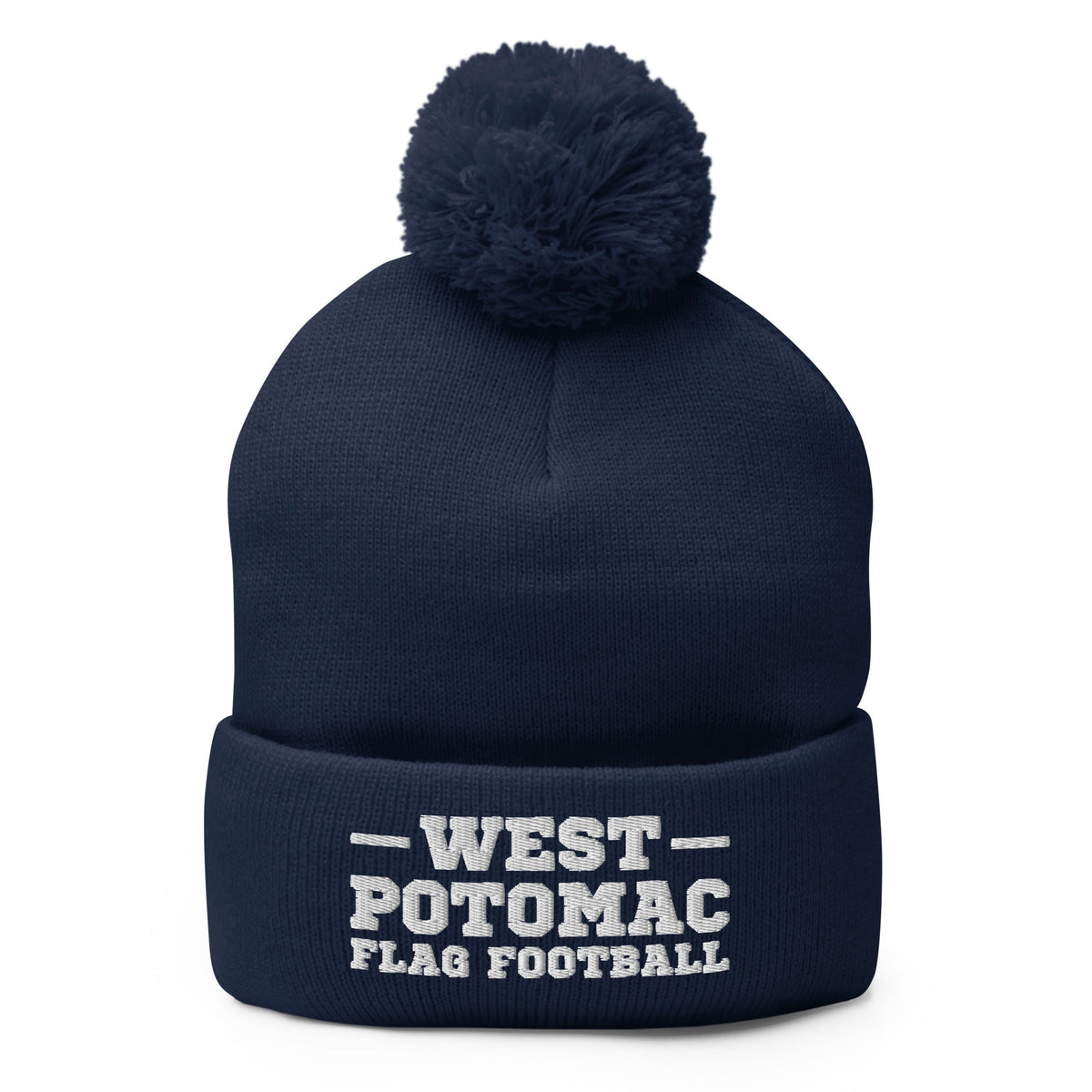 Pom-Pom Beanie | West Potomac Flag Football | Script Logo