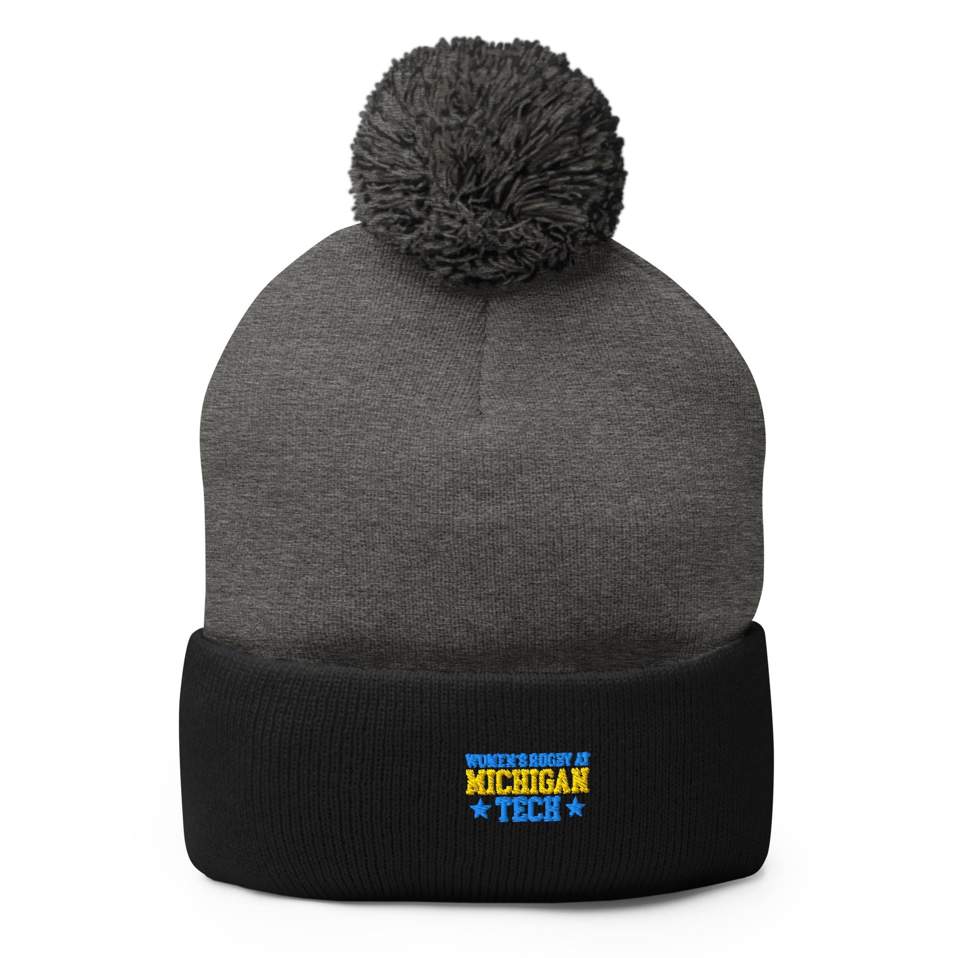 Pom - Pom Beanie | Women’s Rugby at Michigan Tech | Varsity Crest Logo