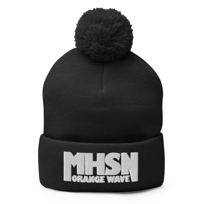 Pom-Pom Beanie | Orange Wave Marching Band | Crest (Variant) Logo