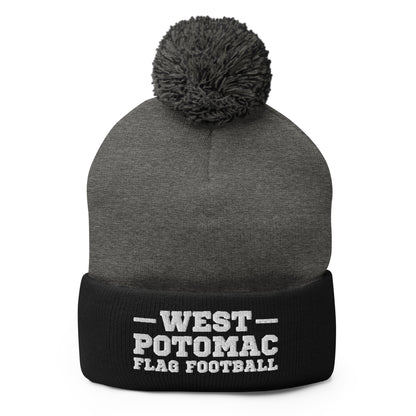 Pom-Pom Beanie | West Potomac Flag Football | Script Logo