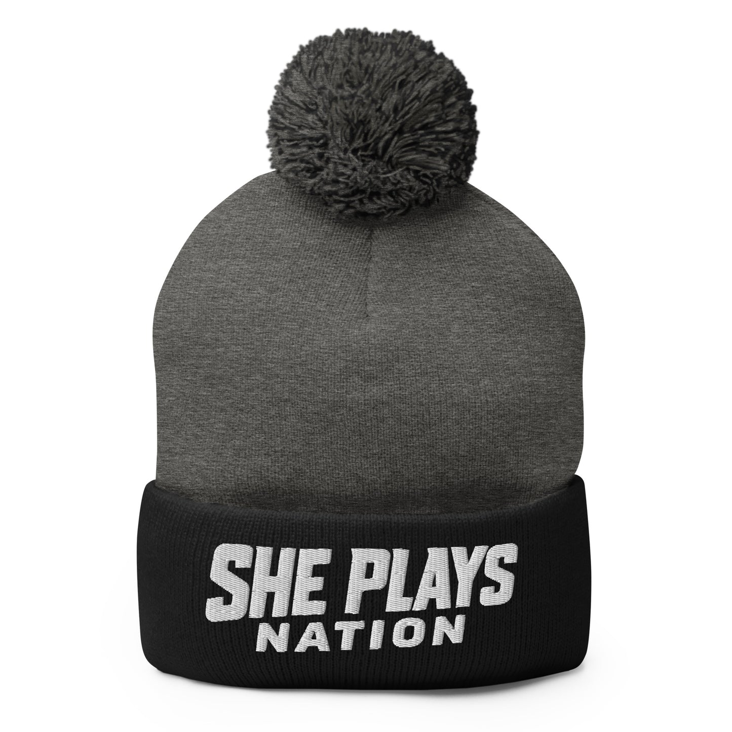 Pom-Pom Beanie | She Plays Nation | Script Logo