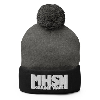 Pom-Pom Beanie | Orange Wave Marching Band | Crest (Variant) Logo