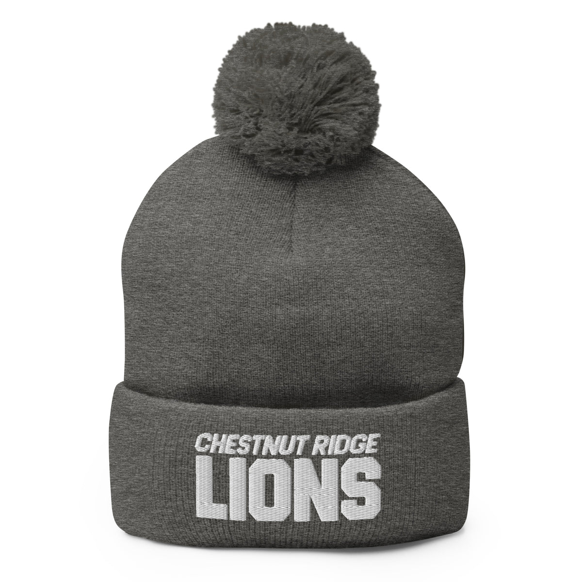 Pom-Pom Beanie | Chestnut Ridge Lions Football | Script Logo