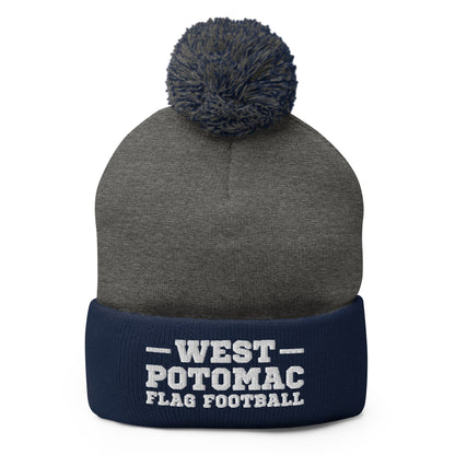 Pom-Pom Beanie | West Potomac Flag Football | Script Logo