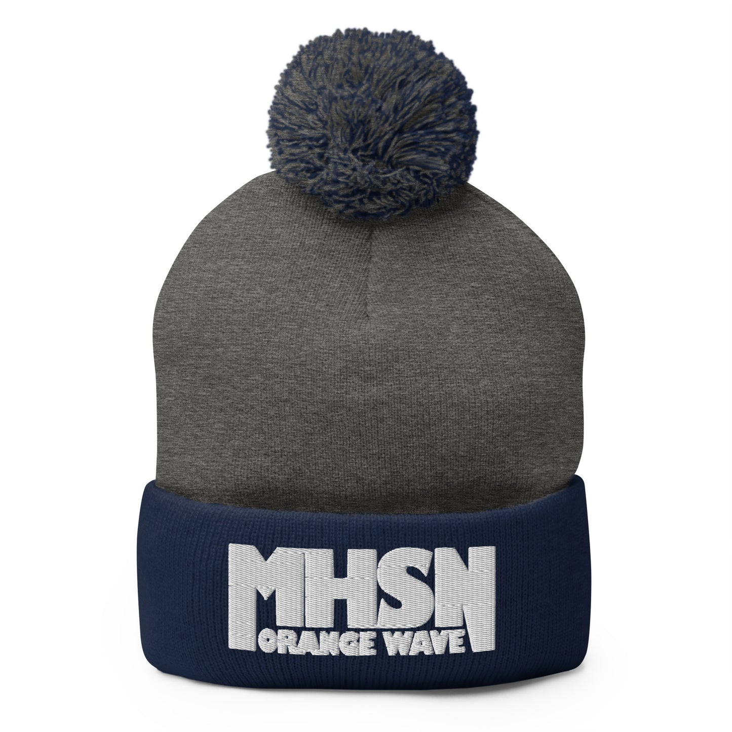 Pom-Pom Beanie | Orange Wave Marching Band | Crest (Variant) Logo