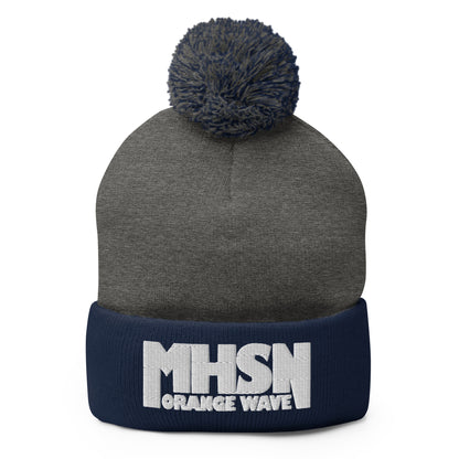 Pom-Pom Beanie | Orange Wave Marching Band | Crest (Variant) Logo