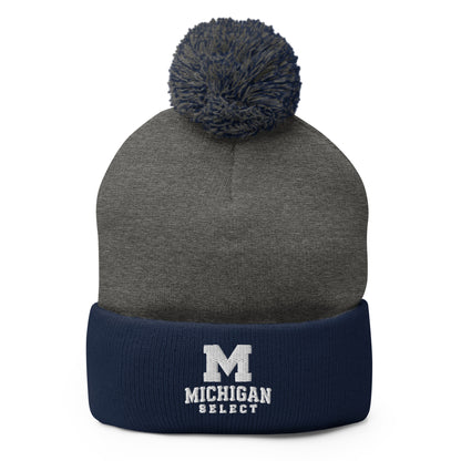 Pom-Pom Beanie | Michigan Select Baseball | Crest Logo