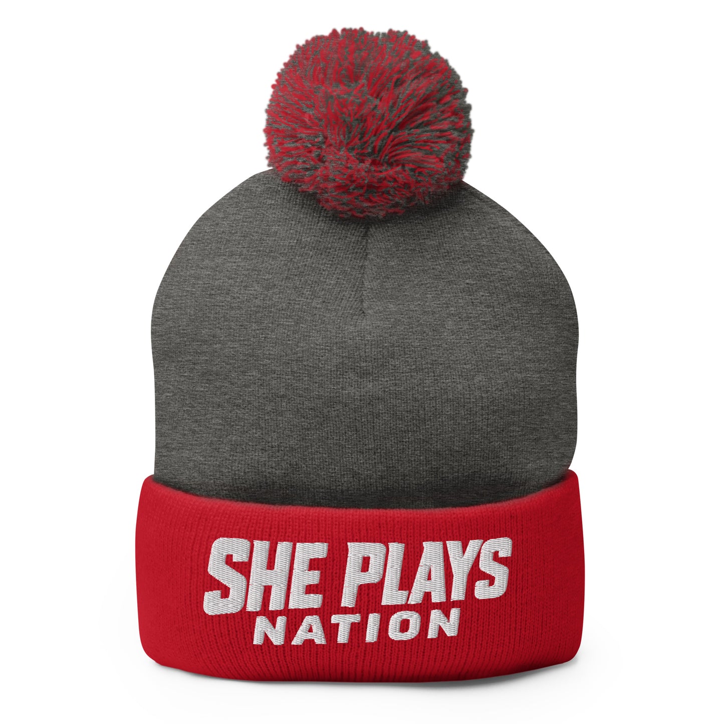 Pom-Pom Beanie | She Plays Nation | Script Logo