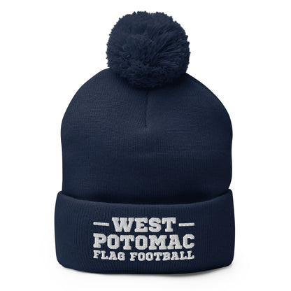 Pom-Pom Beanie | West Potomac Flag Football | Script Logo