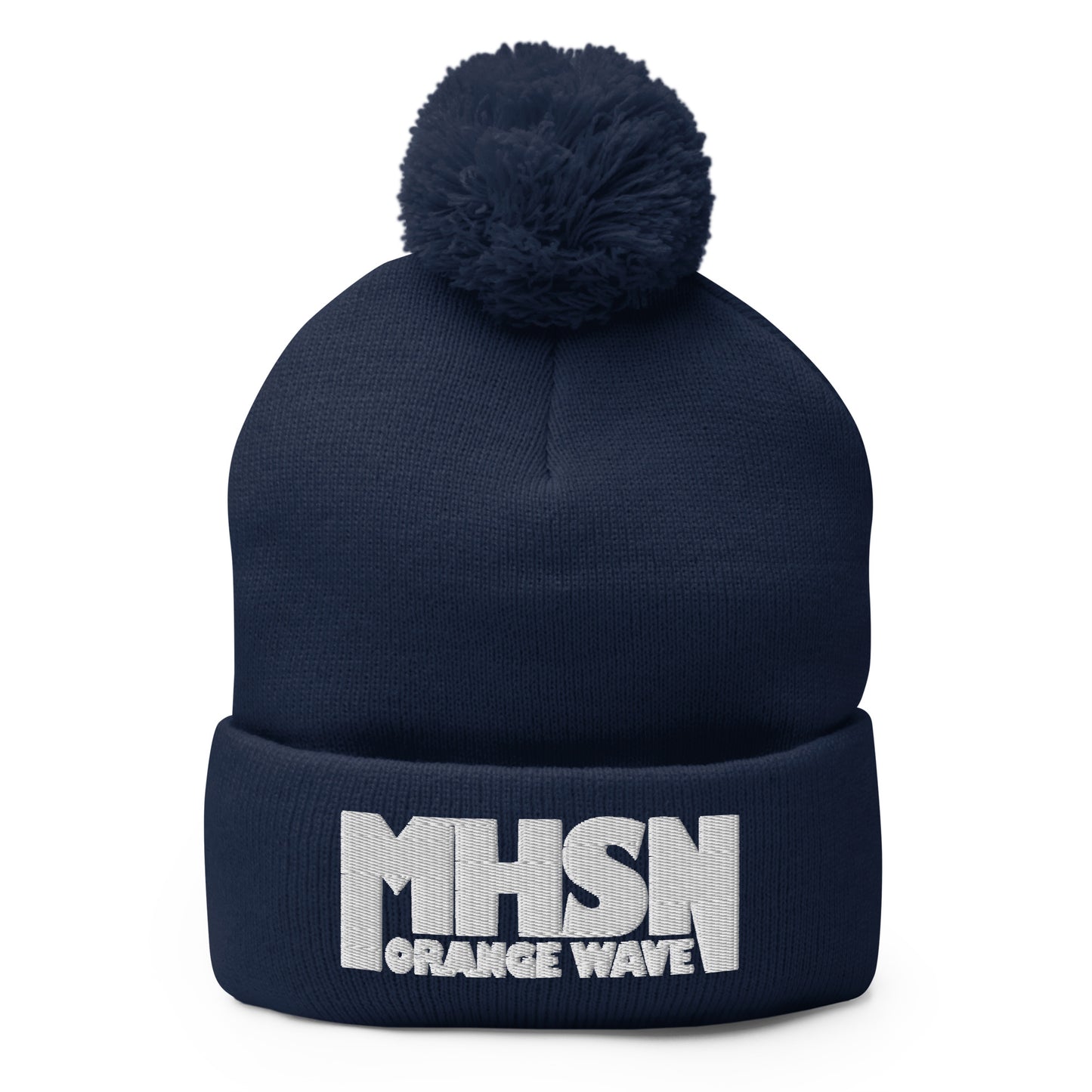Pom-Pom Beanie | Orange Wave Marching Band | Crest (Variant) Logo
