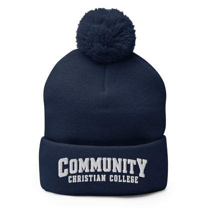 Pom-Pom Beanie | Community Christian College | Vanguard Athletic Logo