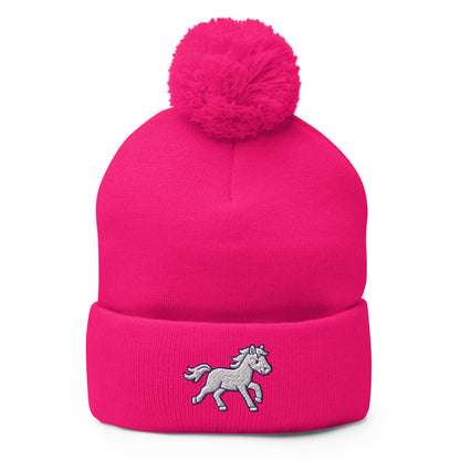 Pom-Pom Beanie | Pink Pony Athletic Club | Mascot Logo