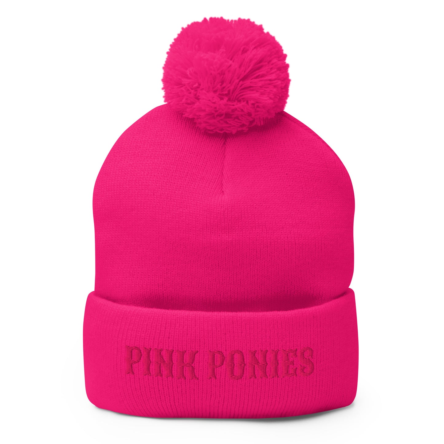 Pom-Pom Beanie | Pink Pony Athletic Club | Script Logo