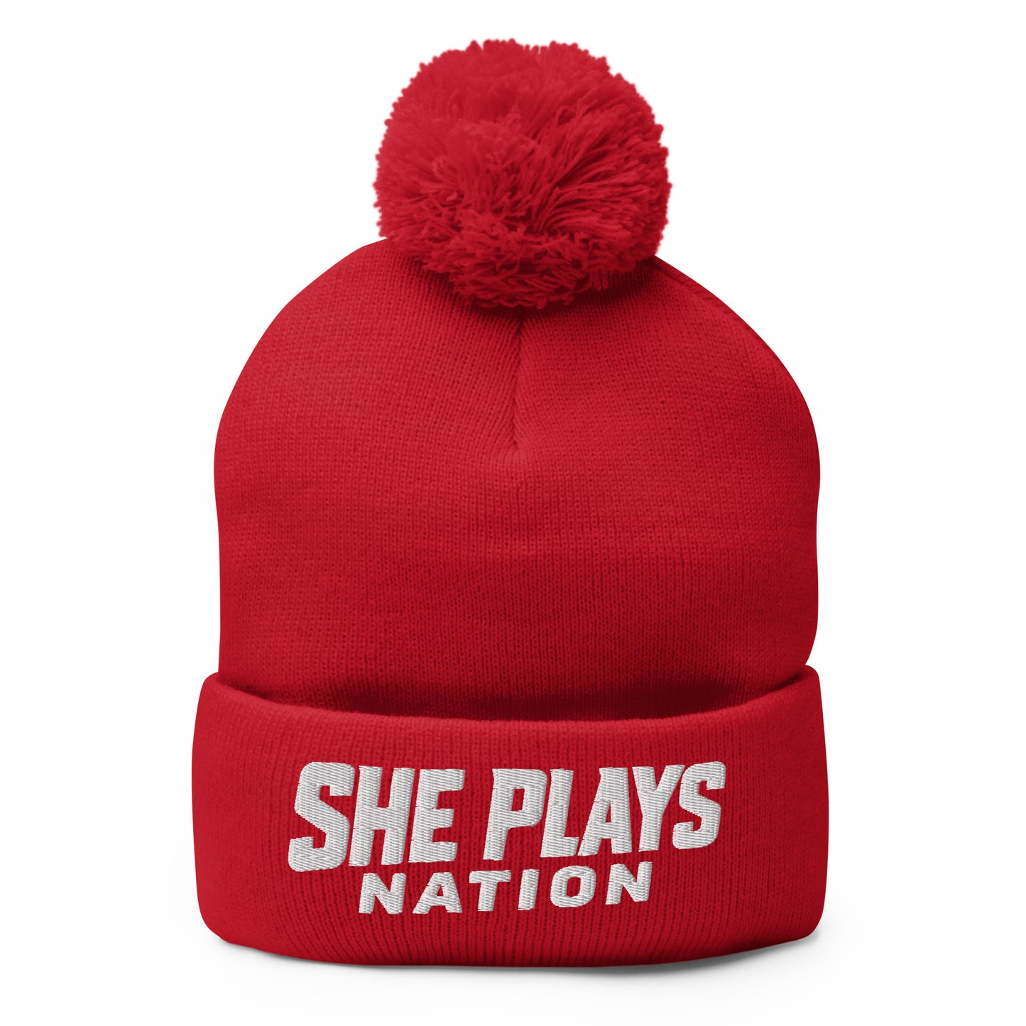 Pom-Pom Beanie | She Plays Nation | Script Logo