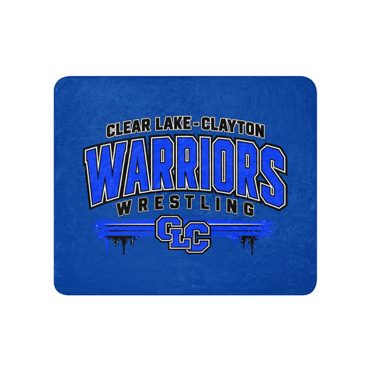Sherpa Blanket | Clear Lake - Clayton Wrestling | Warrior Crest Logo