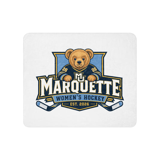 Sherpa Blanket | Marquette University Women's Hockey | Bear Athletics Logo