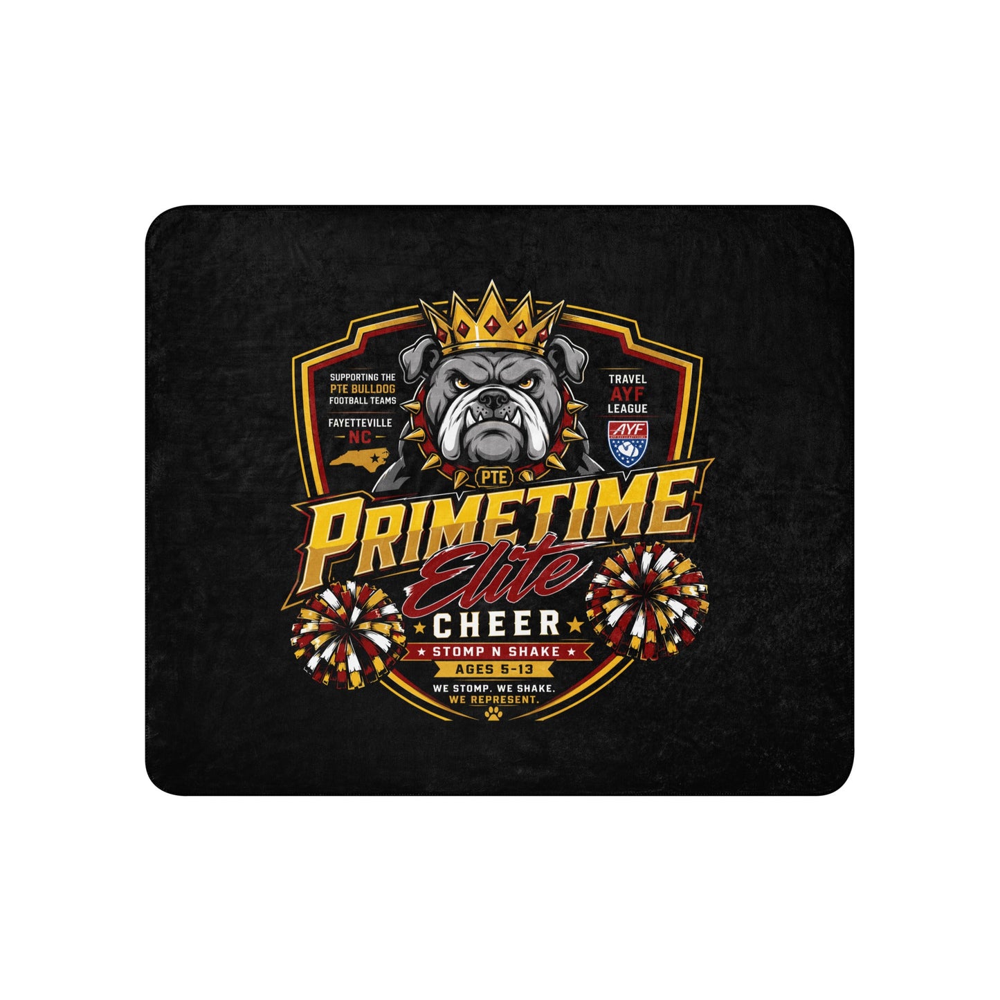 Sherpa Blanket | PTE Bulldog Cheer | Shield Logo