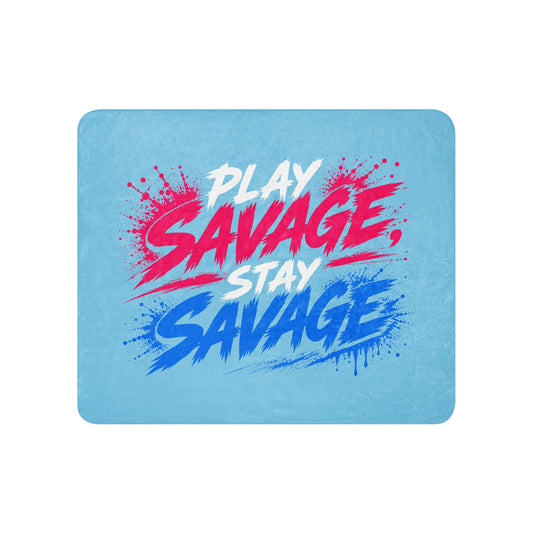 Sherpa Blanket | Savage Softball | Play Stay Logo