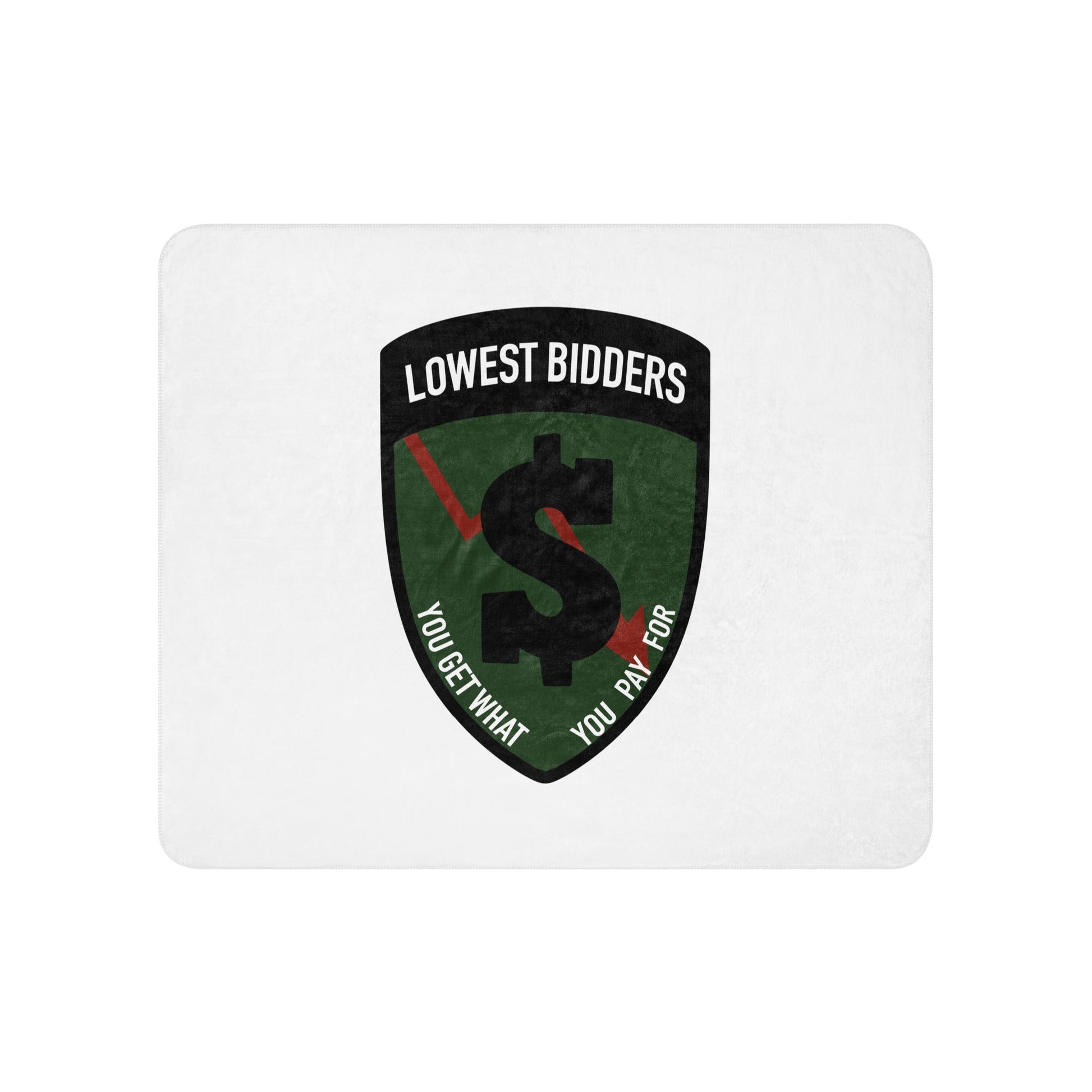 Sherpa Blanket | The Lowest Bidders | Shield Logo