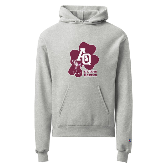 Signature | Champion Hoodie | Aquinas Li’l Irish Boxing | AQ Shamrock Logo