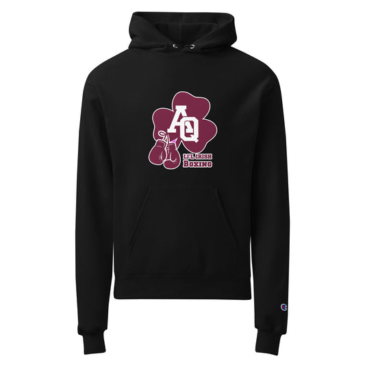 Signature | Champion Hoodie | Aquinas Li’l Irish Boxing | AQ Shamrock Logo