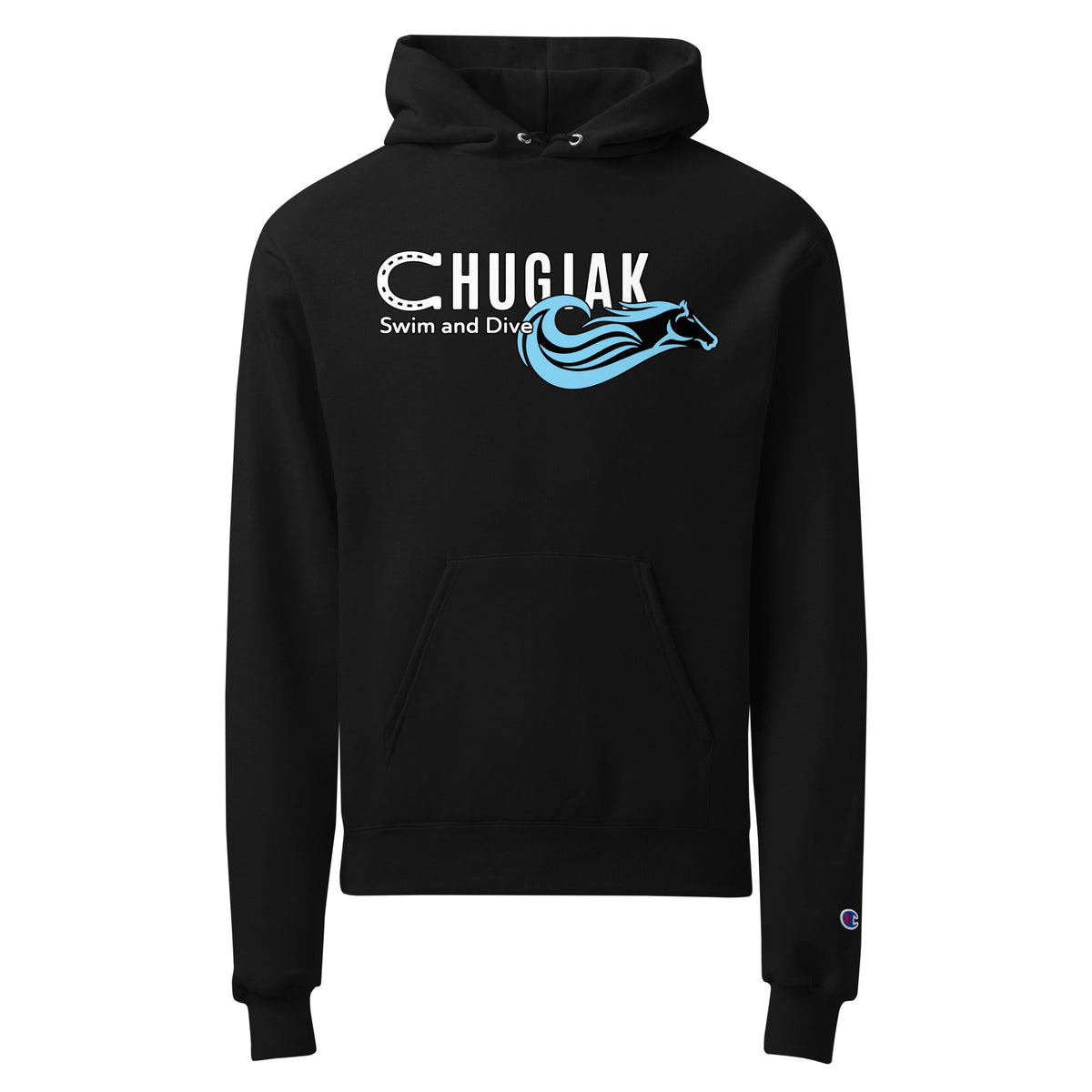 Signature | Champion Hoodie | Chugiak Mustang Swim & Dive | Emblem Logo